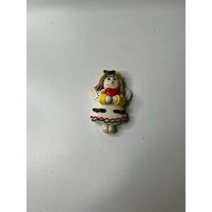 Vintage handcrafted polymer Clay grannycore 3D holiday Angel Brooch